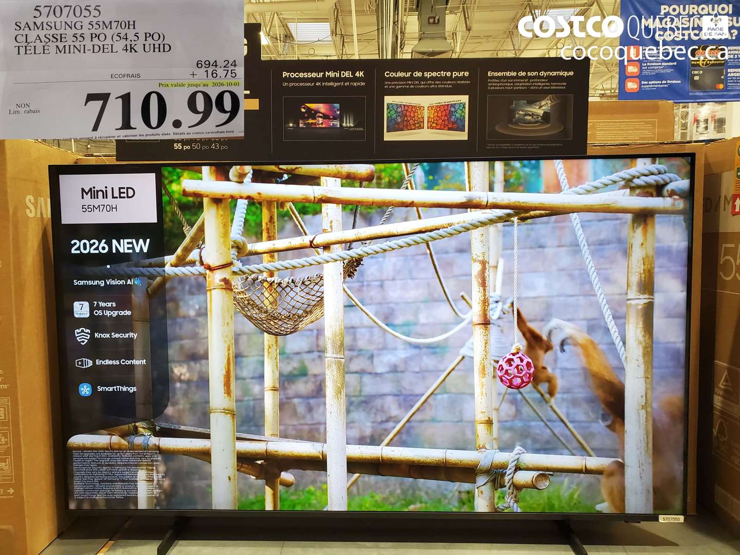 5707055 SAMSUNG 55M70H CLASSE 55 PO (54.5 PO) TÉLÉ MINI-DEL 4K UHD (EXPIRES ON 2026-10-01) $710.99