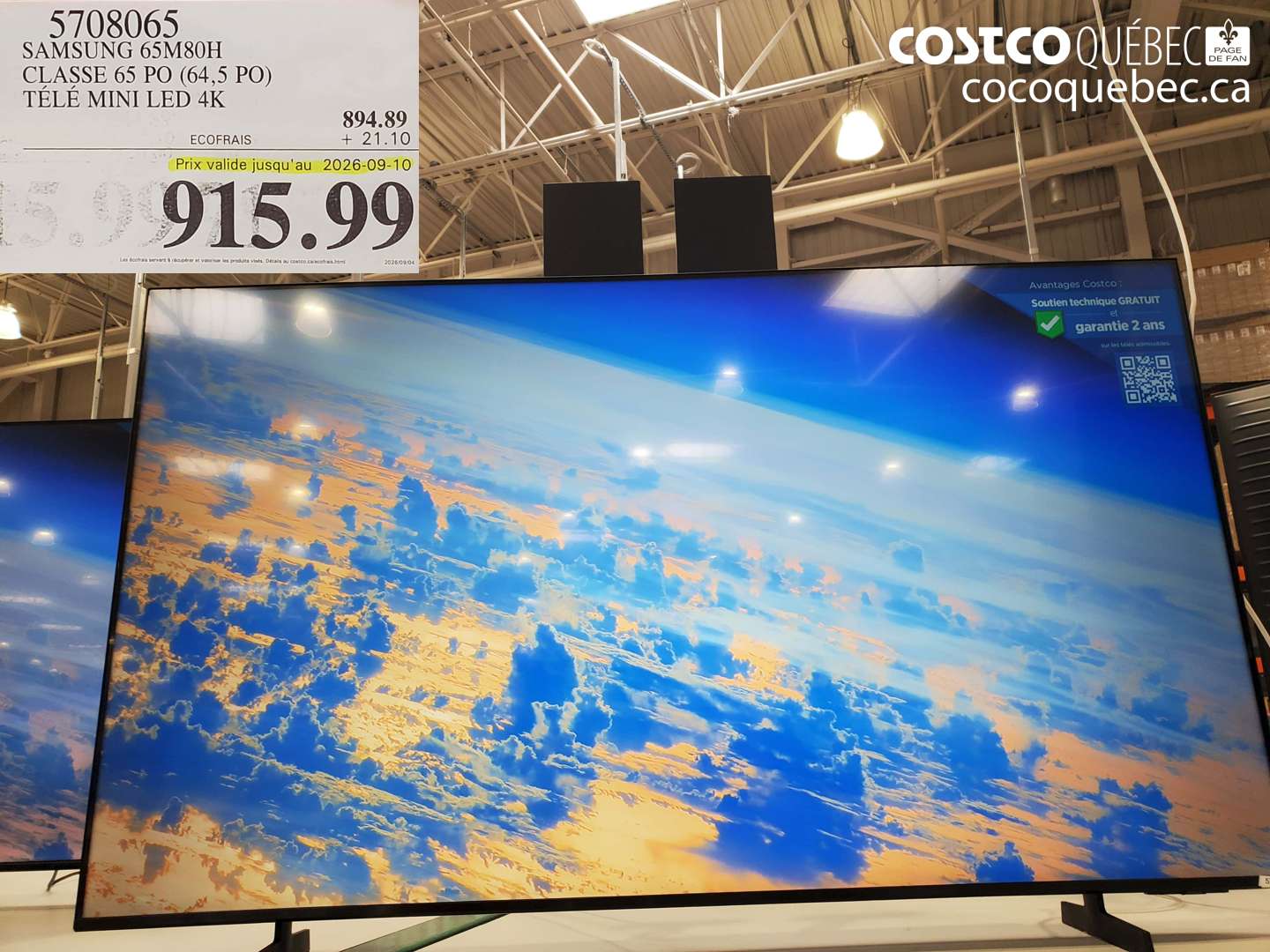5708065 SAMSUNG 65M80H CLASSE 65 PO (64.5 PO) TÉLÉ MINI LED 4K (EXPIRES ON 2026-09-10) $915.99