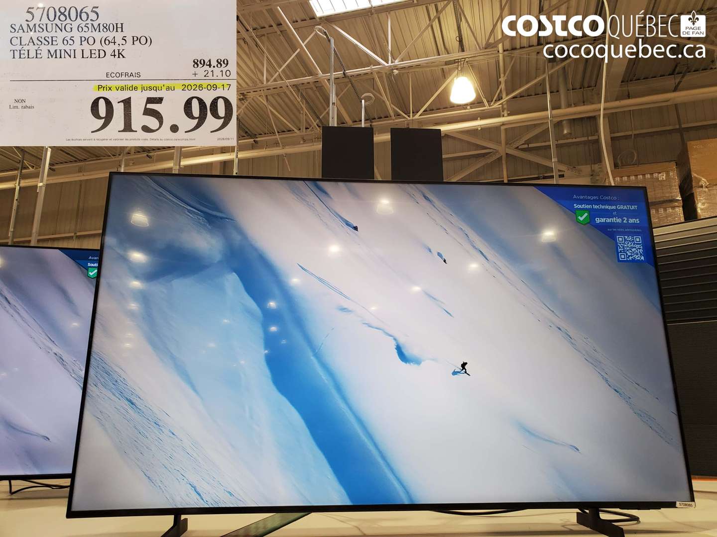 5708065 SAMSUNG 65M80H CLASSE 65 PO (64.5 PO) TÉLÉ MINI LED 4K (EXPIRES ON 2026-09-17) $915.99