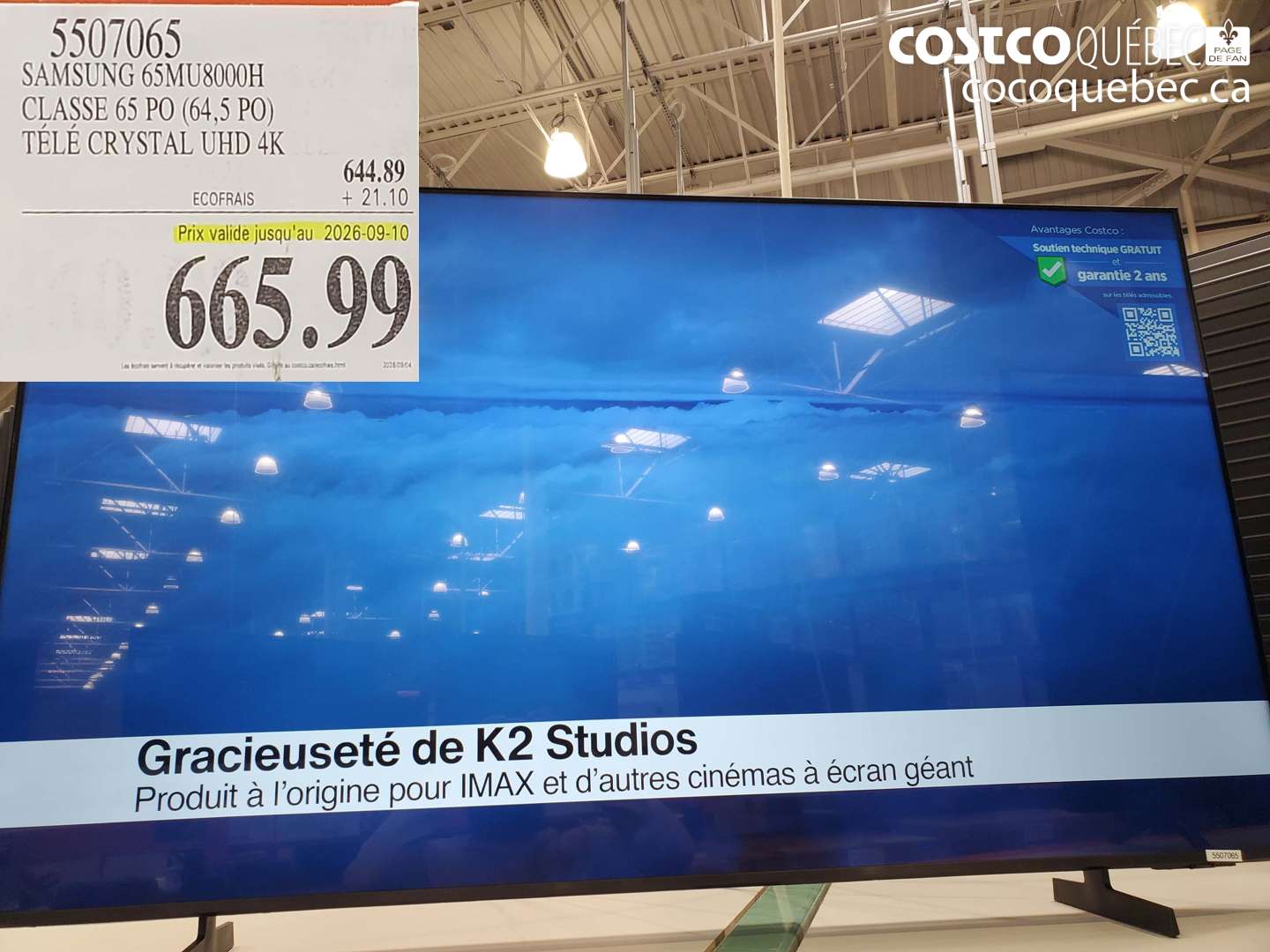 5507065 SAMSUNG 65MU8000H CLASSE 65 PO (64.5 PO) TÉLÉ CRYSTAL UHD 4K (EXPIRES ON 2026-09-10) $665.99