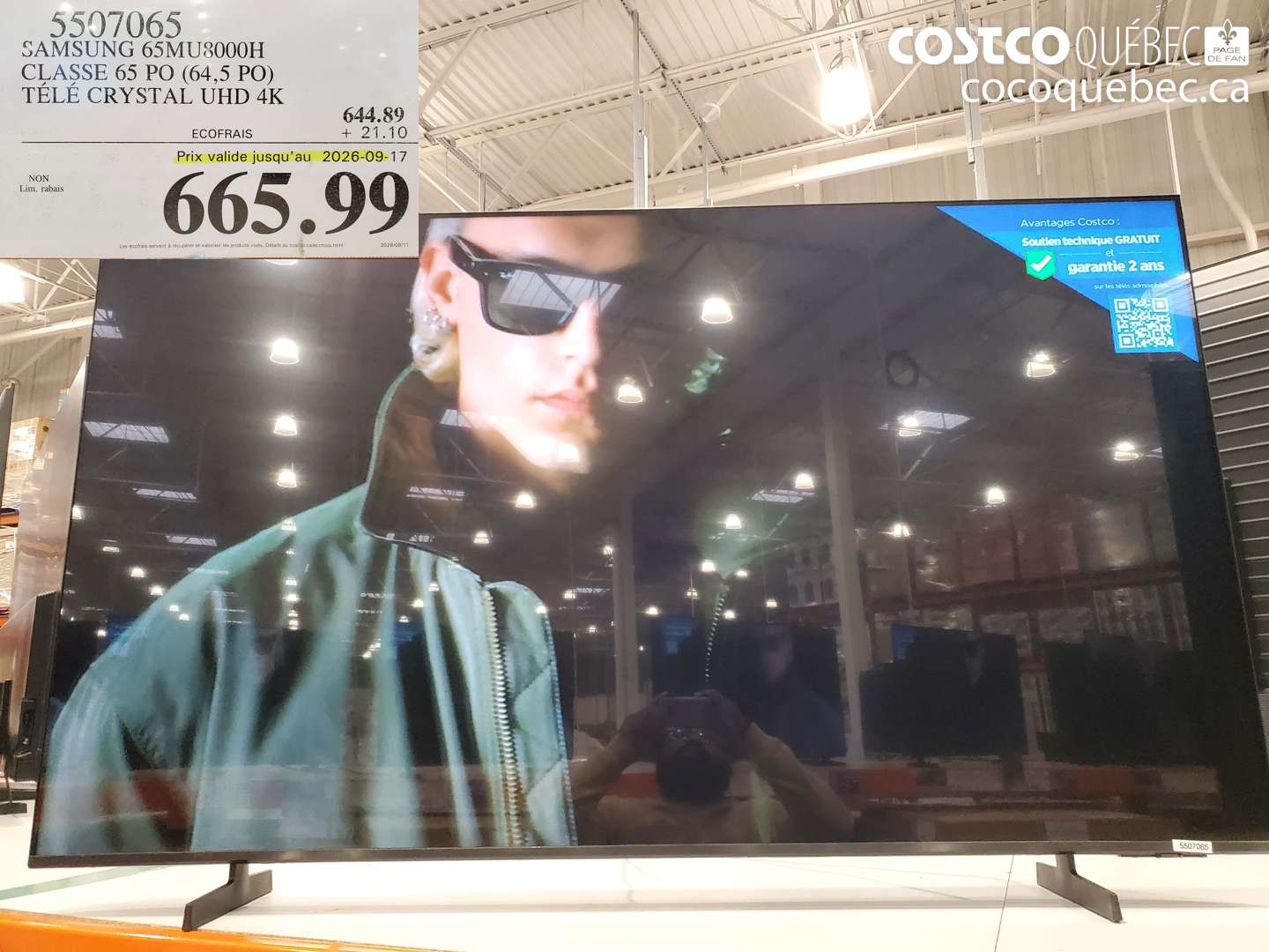 5507065 SAMSUNG 65MU8000H CLASSE 65 PO (64.5 PO) TÉLÉ CRYSTAL UHD 4K (EXPIRES ON 2026-09-17) $665.99