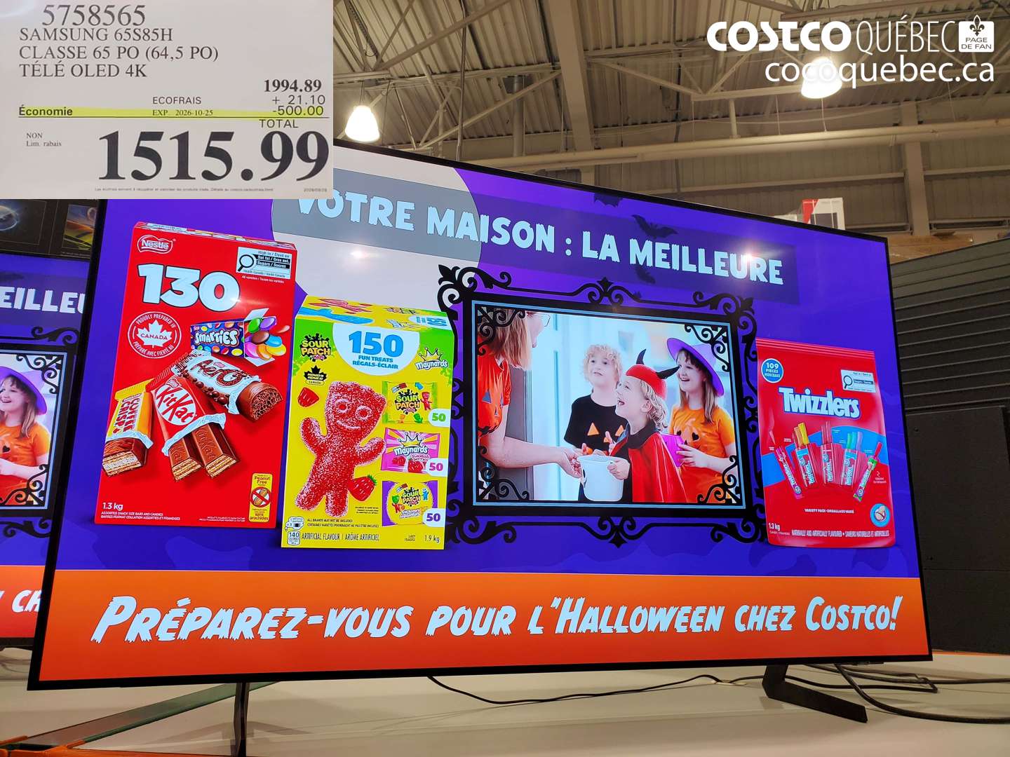5758565 SAMSUNG 65S85H CLASSE 65 PO (64.5 PO) TÉLÉ OLED 4K ($500.00 INSTANT SAVINGS EXPIRES ON 2026-10-25) $1515.99