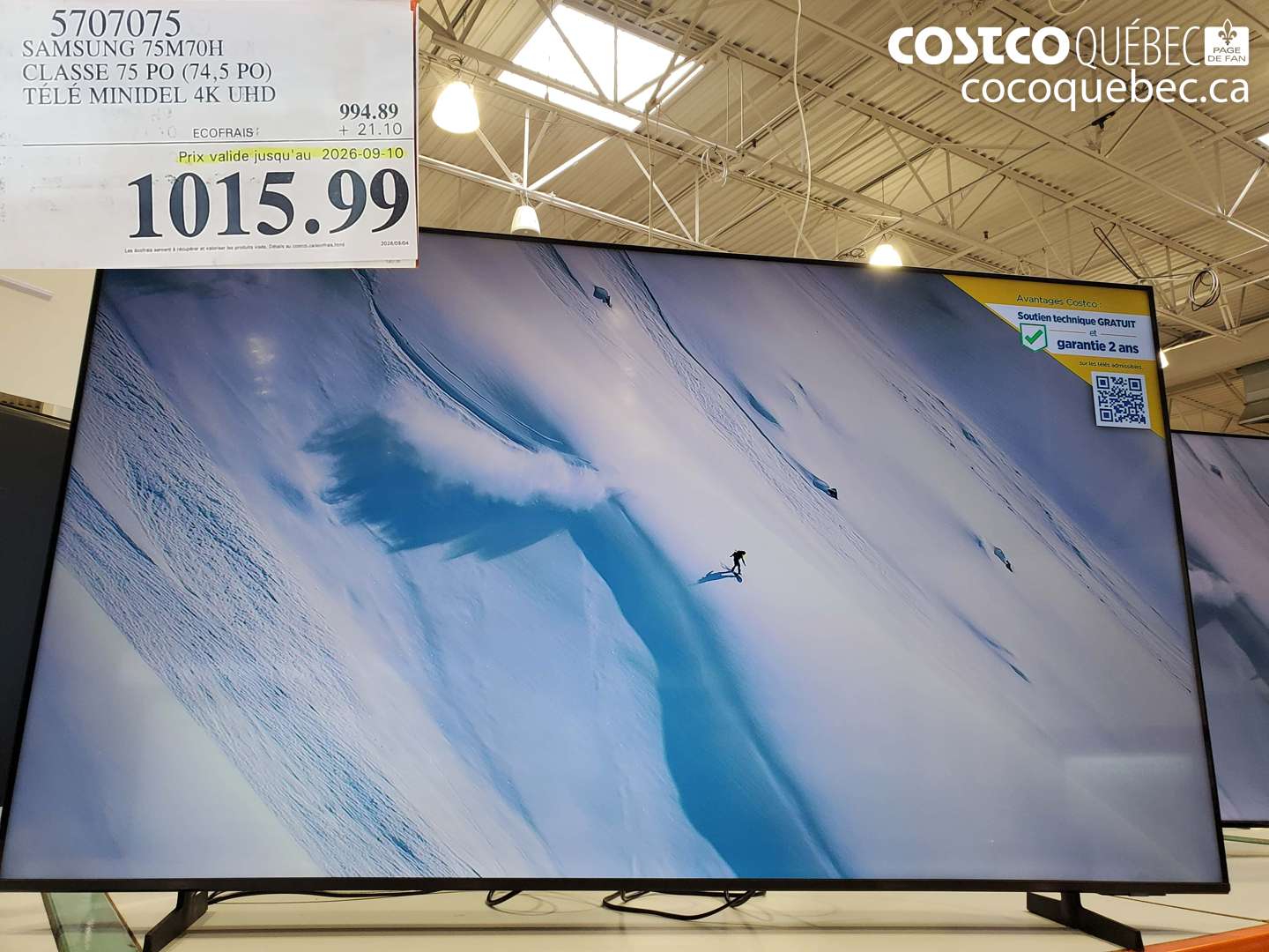 5707075 SAMSUNG 75M70H CLASSE 75 PO (74.5 PO) TÉLÉ MINIDEL 4K UHD (EXPIRES ON 2026-09-10) $1015.99