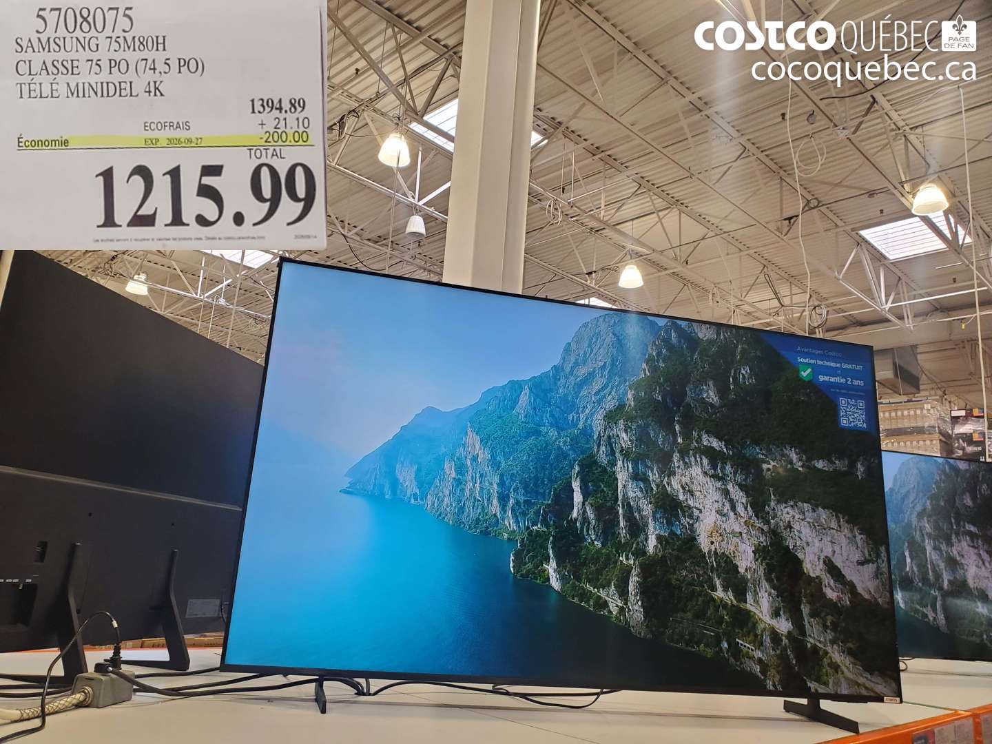 5708075 SAMSUNG 75M80H CLASSE 75 PO (74.5 PO) TÉLÉ MINIDEL 4K ($200.00 INSTANT SAVINGS EXPIRES ON 2026-09-27) $1215.99