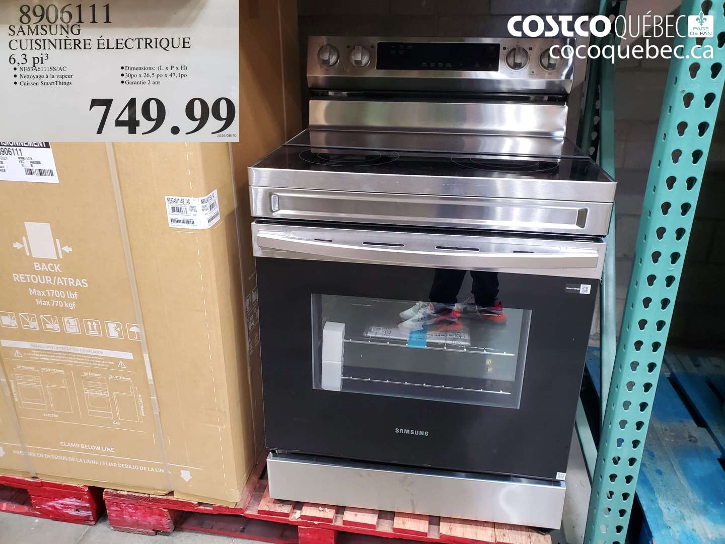 8906111 SAMSUNG CUISINIÈRE ÉLECTRIQUE 6.3 PI³ $749.99