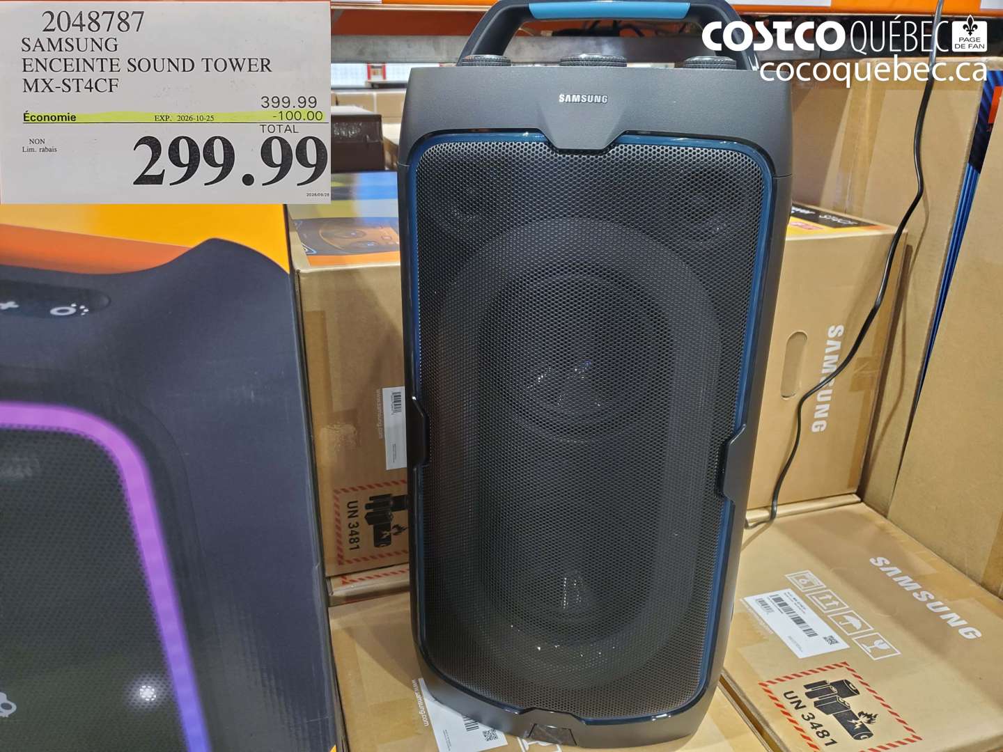 2048787 SAMSUNG ENCEINTE SOUND TOWER MX-ST4CF ($100.00 INSTANT SAVINGS EXPIRES ON 2026-10-25) $299.99