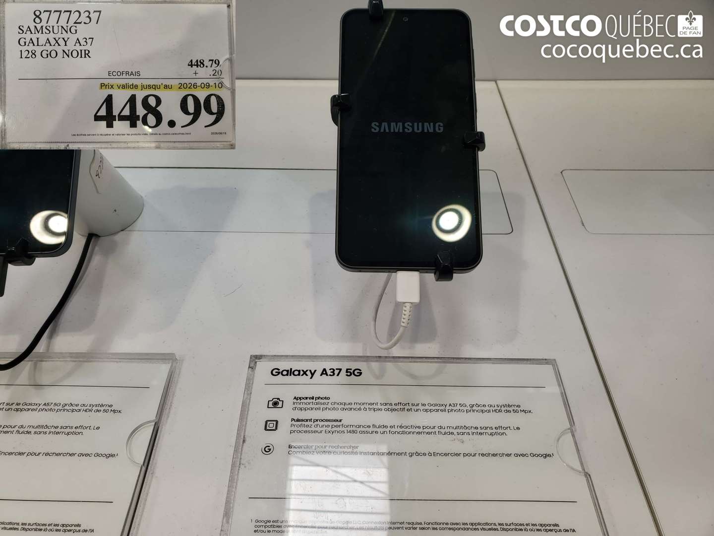 8777237 SAMSUNG GALAXY A37 128 GO NOIR (EXPIRES ON 2026-09-10) $448.99