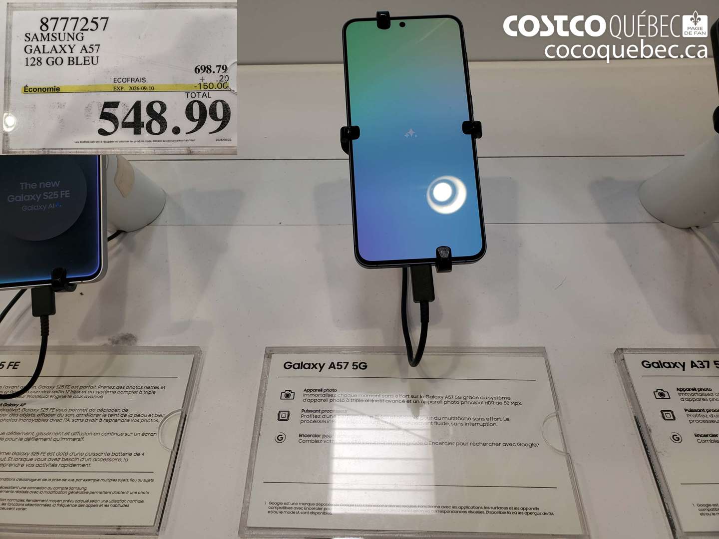 8777257 SAMSUNG GALAXY A57 128 GO BLEU ($150.00 INSTANT SAVINGS EXPIRES ON 2026-09-10) $548.99