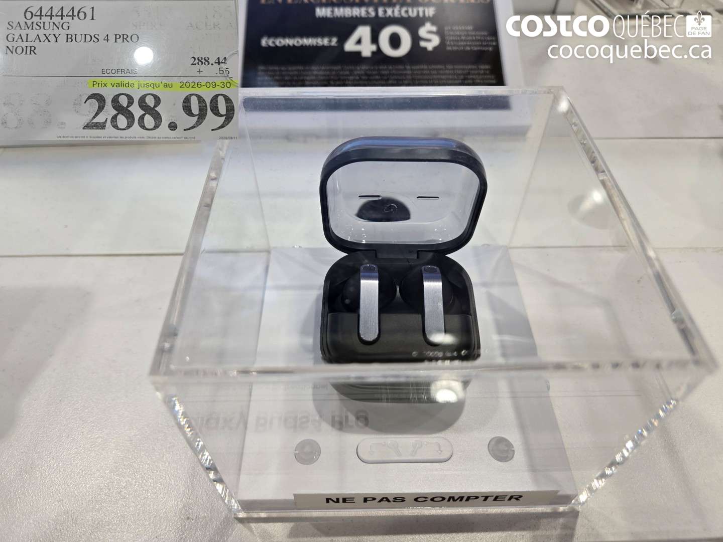 6444461 SAMSUNG GALAXY BUDS 4 PRO NOIR (EXPIRES ON 2026-09-30) $288.99