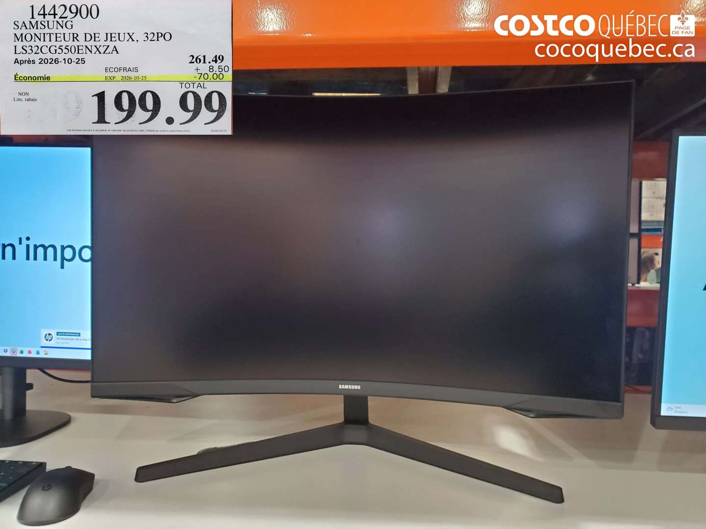 1442900 SAMSUNG MONITEUR DE JEUX, 32PO LS32CG550ENXZA ($70.00 INSTANT SAVINGS EXPIRES ON 2026-10-25) $199.99