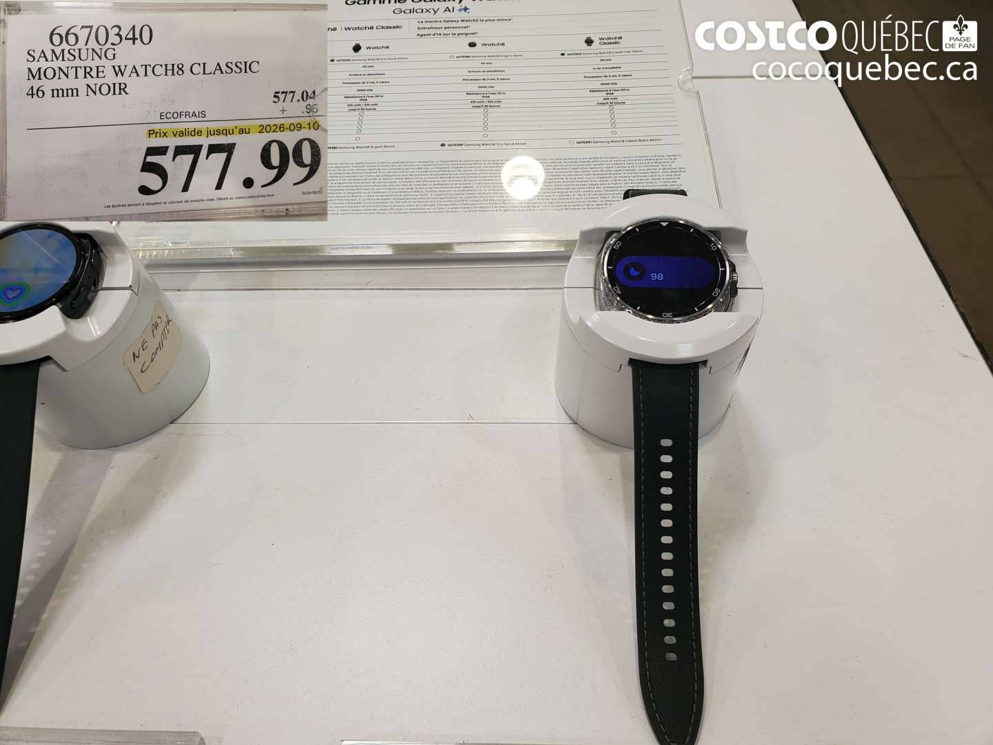 6670340 SAMSUNG MONTRE WATCH8 CLASSIC 46 MM NOIR (EXPIRES ON 2026-09-10) $577.99