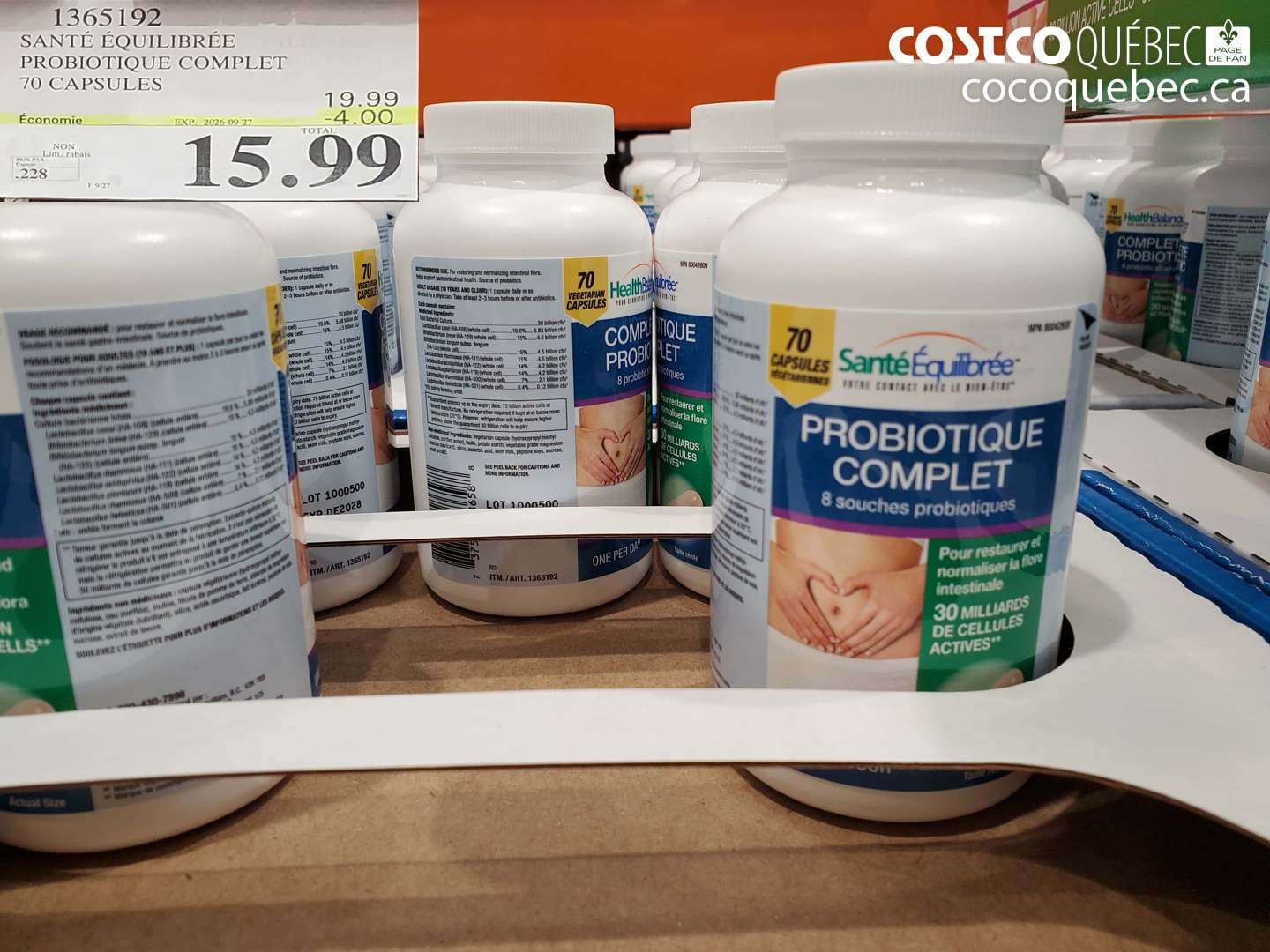 1365192 SANTÉ ÉQUILIBRÉE PROBIOTIQUE COMPLET 70 CAPSULES ($4.00 INSTANT SAVINGS EXPIRES ON 2026-09-27) $15.99