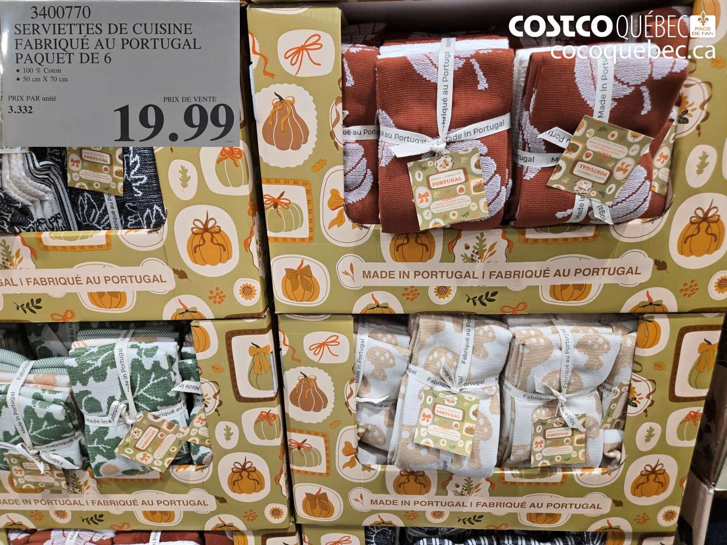 3400770 SERVIETTES DE CUISINE FABRIQUÉ AU PORTUGAL PAQUET DE 6 $19.99