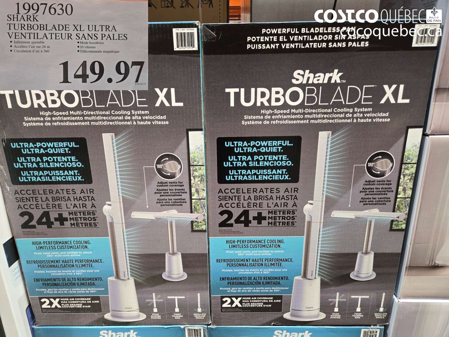 1997630 SHARK TURBOBLADE XL ULTRA VENTILATEUR SANS PALES $149.97