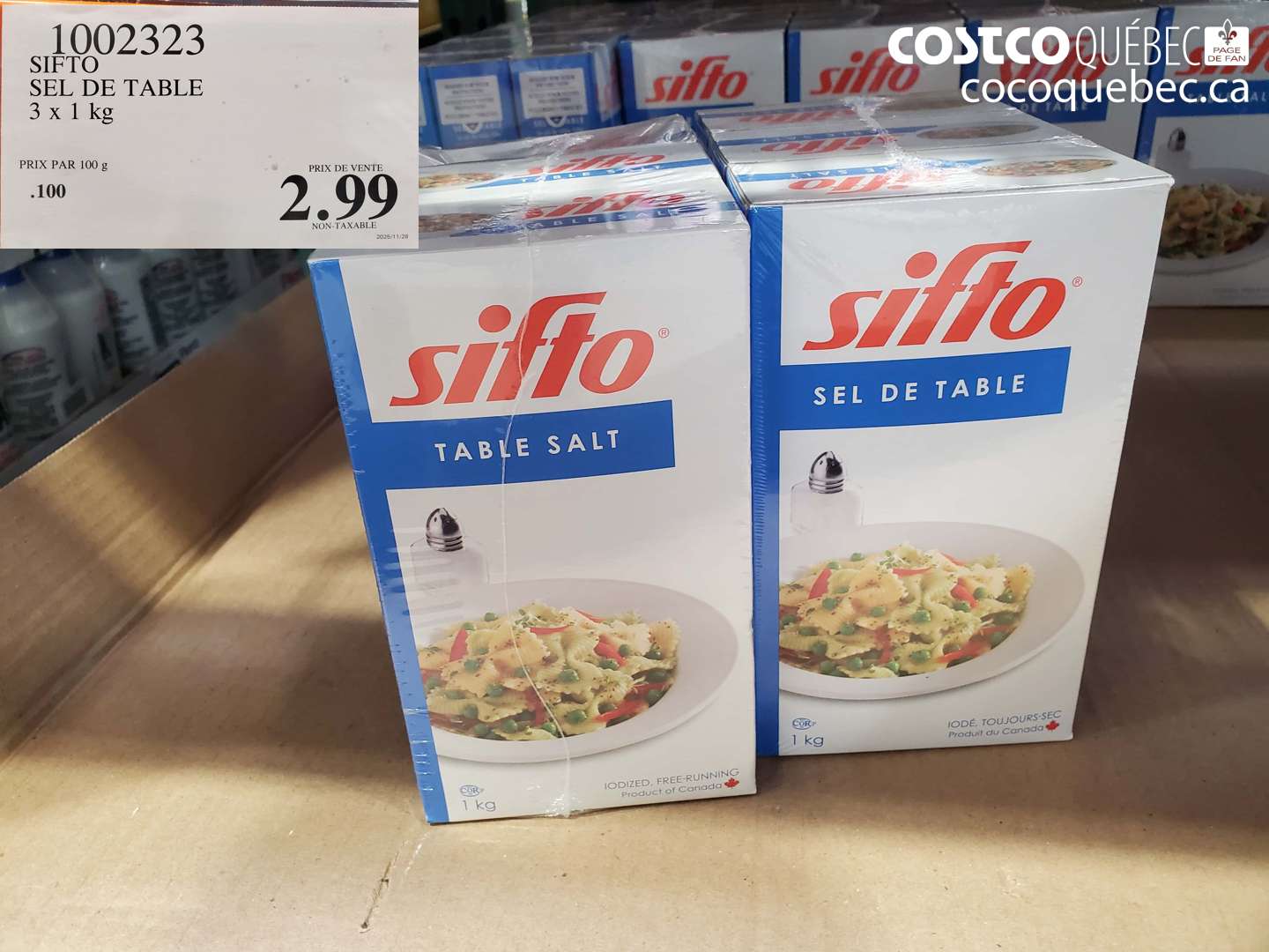1002323 SIFTO SEL DE TABLE 3 X 1 KG $2.99
