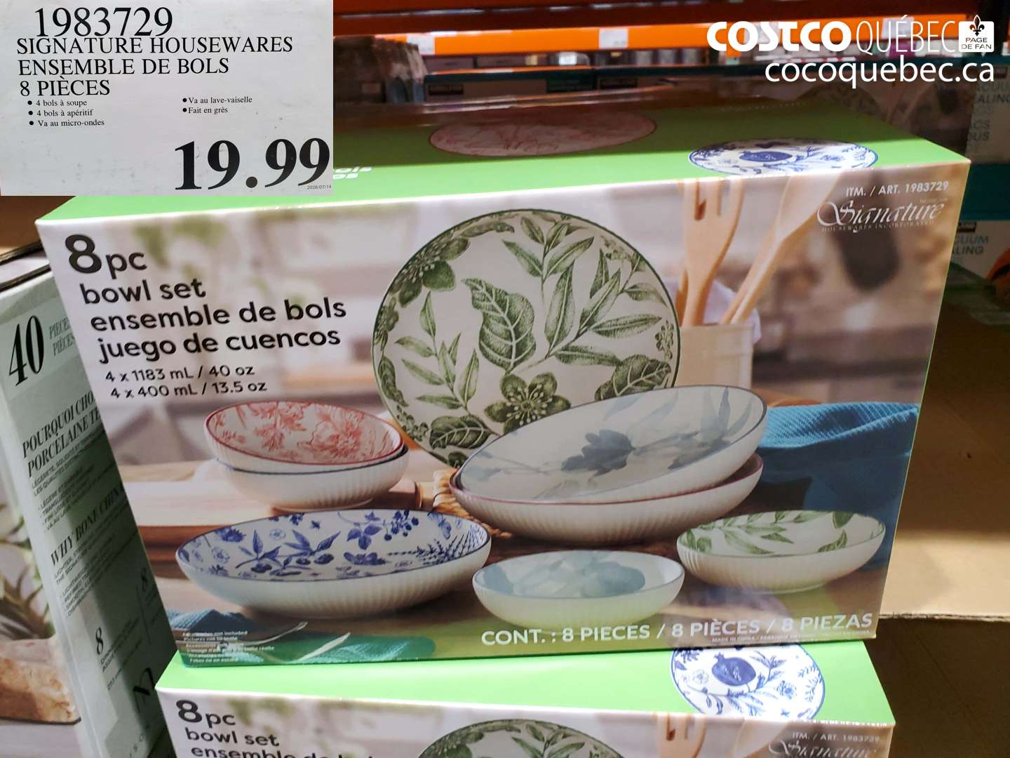 1983729 SIGNATURE HOUSEWARES ENSEMBLE DE BOLS 8 PIÈCES $19.99
