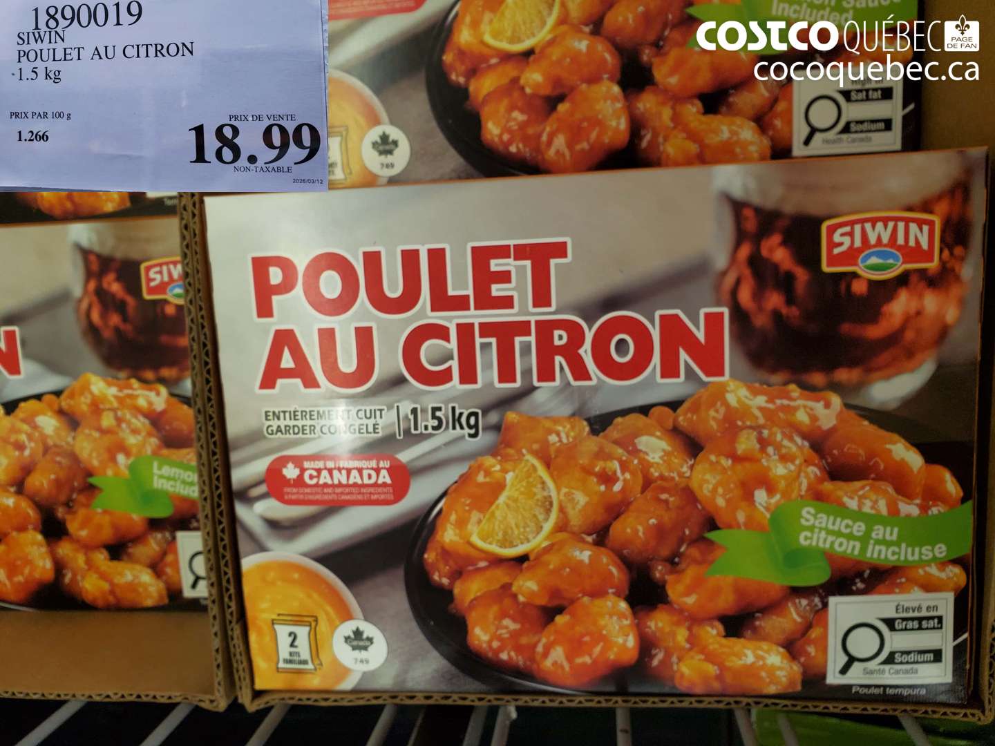 1890019 SIWIN POULET AU CITRON $18.99