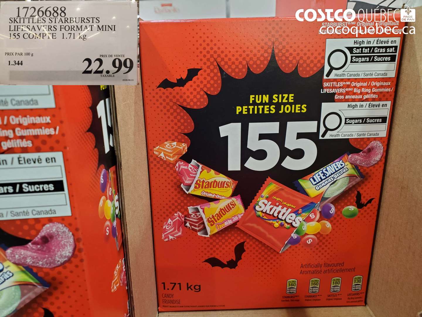 1726688 SKITTLES STARBURSTS LIFESAVERS FORMAT MINI 155 COMPTE 1.71 KG $22.99