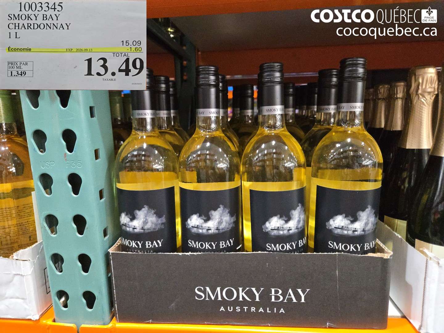 1003345 SMOKY BAY CHARDONNAY 1 L ($1.60 INSTANT SAVINGS EXPIRES ON 2026-09-13) $13.49