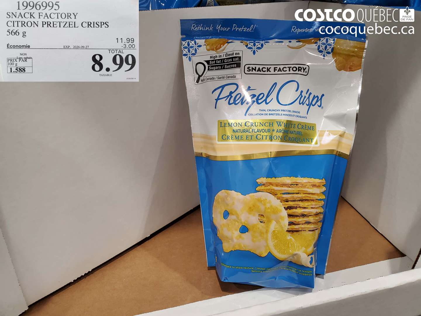1996995 SNACK FACTORY CITRON PRETZEL CRISPS ($3.00 INSTANT SAVINGS EXPIRES ON 2026-09-27) $8.99