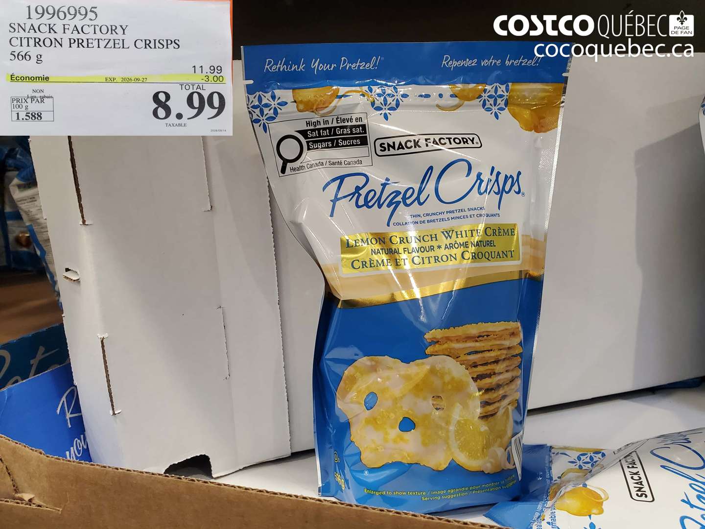 1996995 SNACK FACTORY CITRON PRETZEL CRISPS ($3.00 INSTANT SAVINGS EXPIRES ON 2026-09-27) $8.99