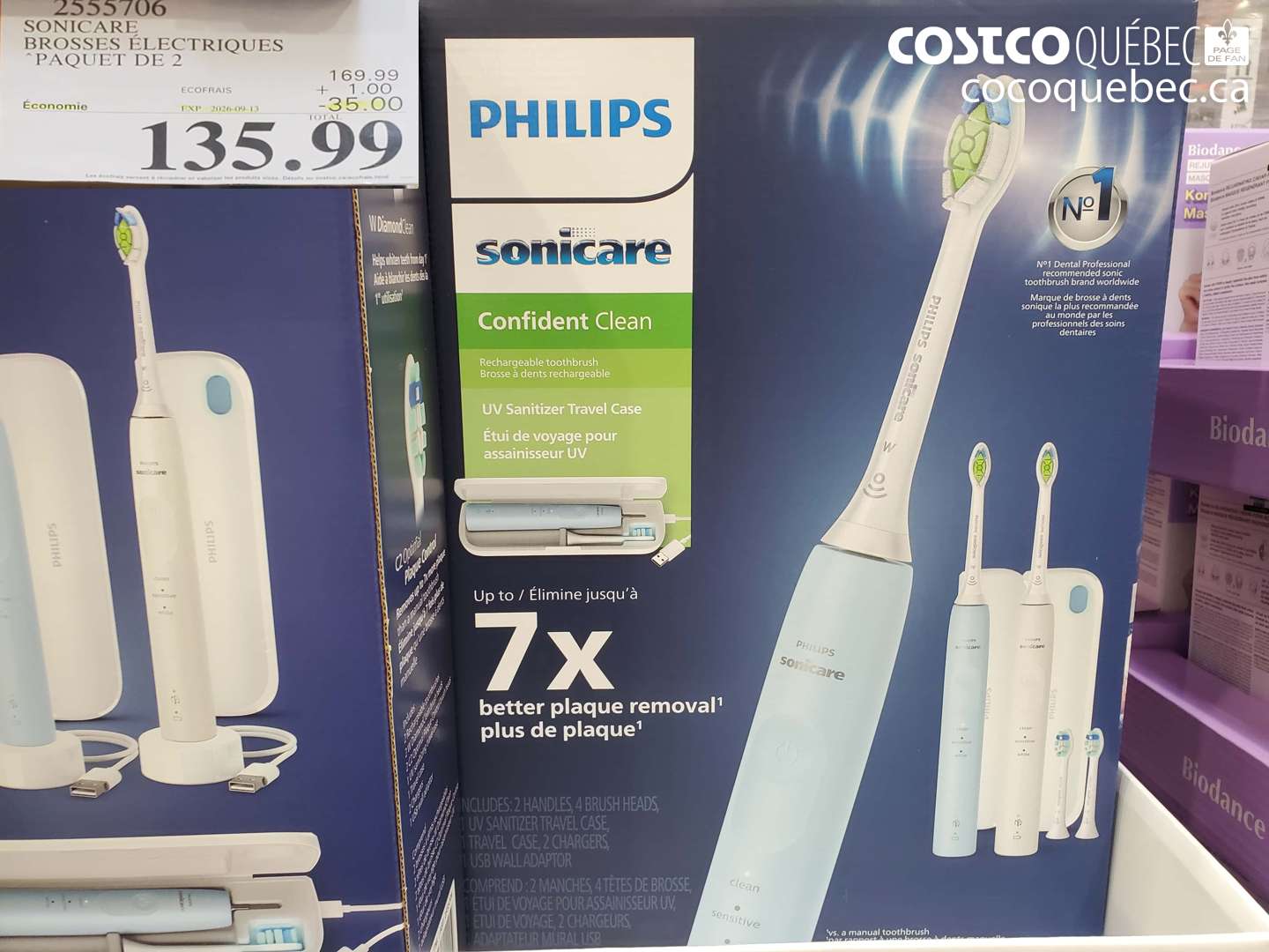 2555706 SONICARE BROSSES ELECTRIQUES ($35.00 INSTANT SAVINGS EXPIRES ON 2026-09-13) $135.99