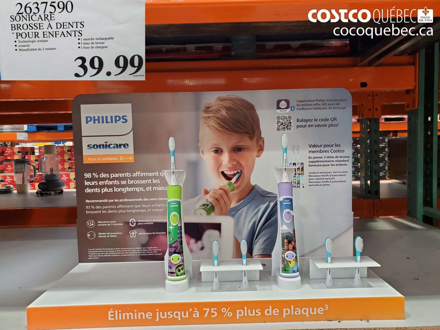 2637590 SONICARE BROSSE À DENTS POUR ENFANTS $39.99