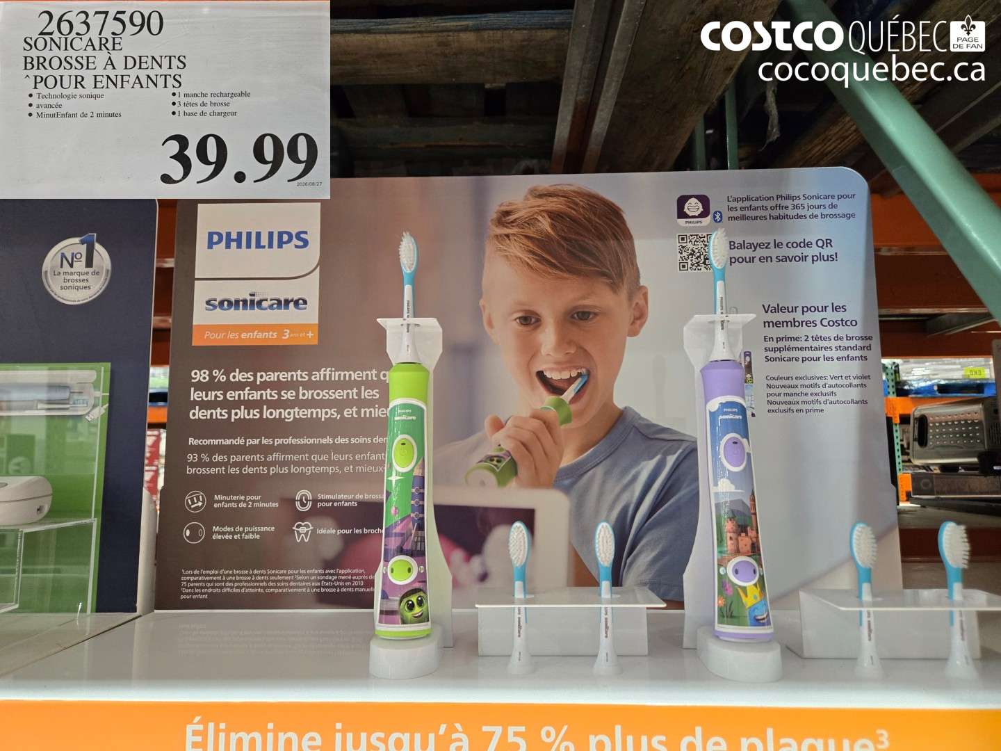2637590 SONICARE BROSSE À DENTS POUR ENFANTS $39.99