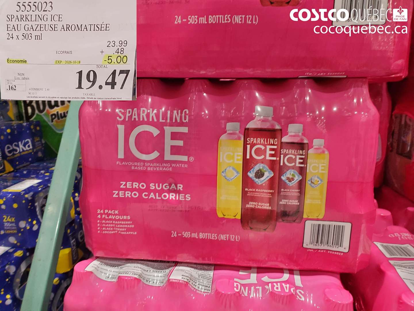 5555023 SPARKLING ICE EAU GAZEUSE AROMATISÉE ($5.00 INSTANT SAVINGS EXPIRES ON 2026-10-18) $19.47