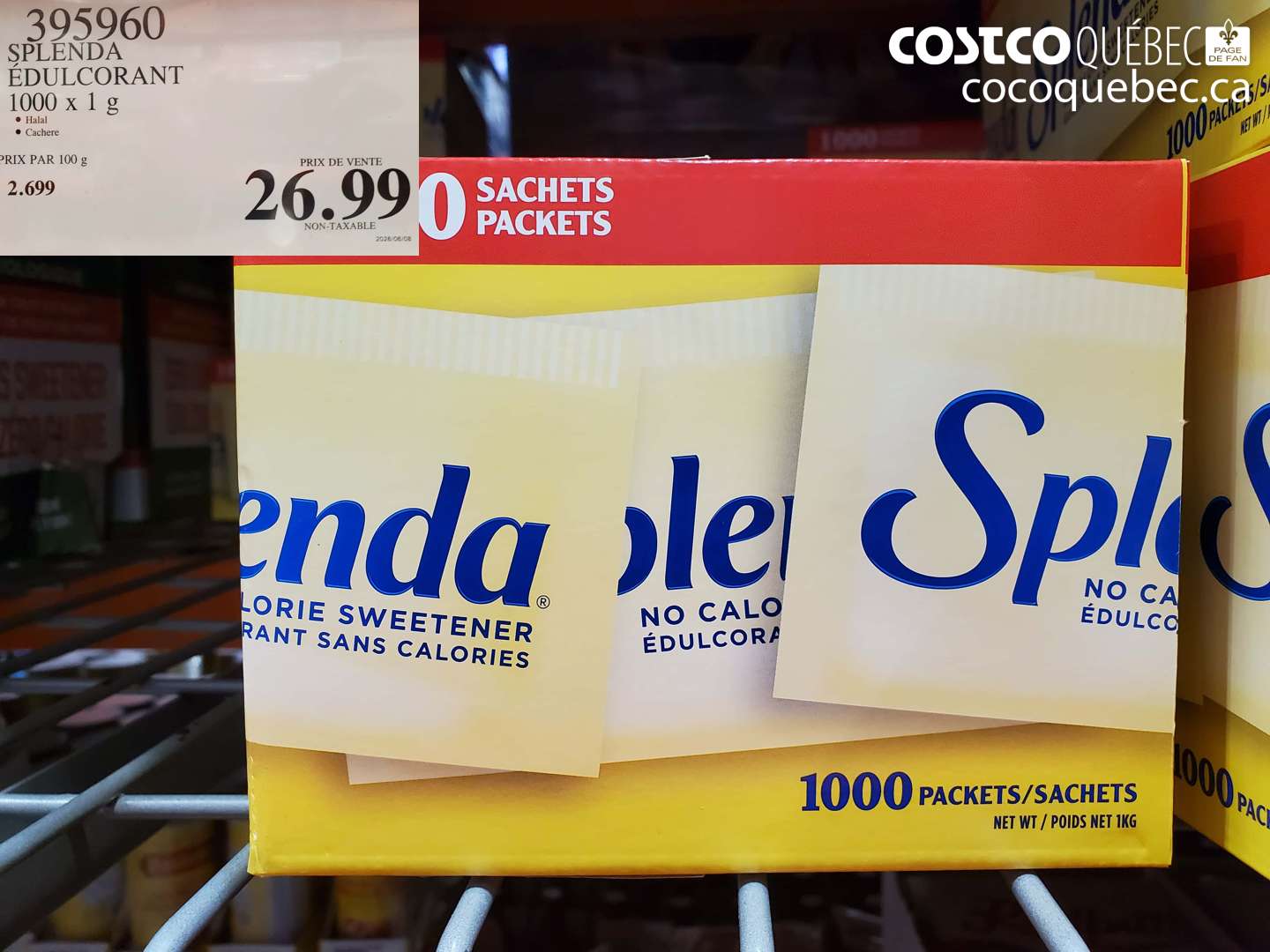 395960 SPLENDA ÉDULCORANT 1000 X 1 G $26.99