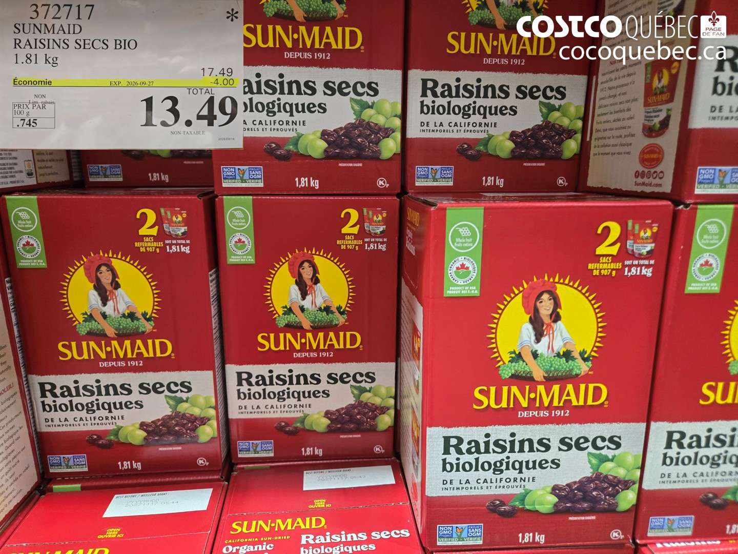 372717 SUNMAID RAISINS SECS BIO ($4.00 INSTANT SAVINGS EXPIRES ON 2026-09-27) $13.49