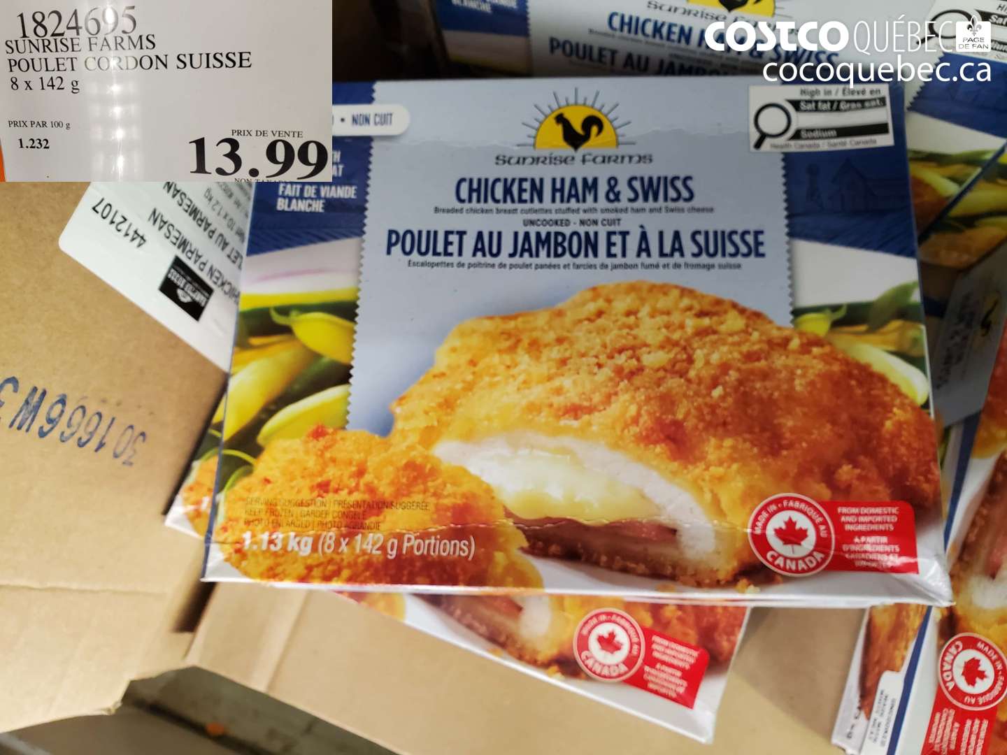 1824695 SUNRISE FARMS POULET CORDON SUISSE $13.99