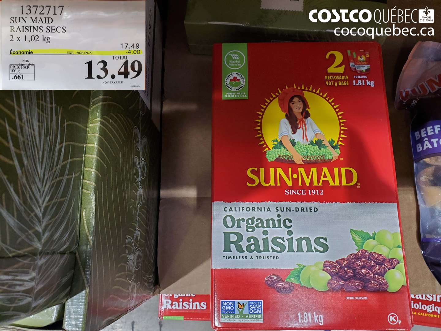 1372717 SUN MAID RAISINS SECS ($4.00 INSTANT SAVINGS EXPIRES ON 2026-09-27) $13.49
