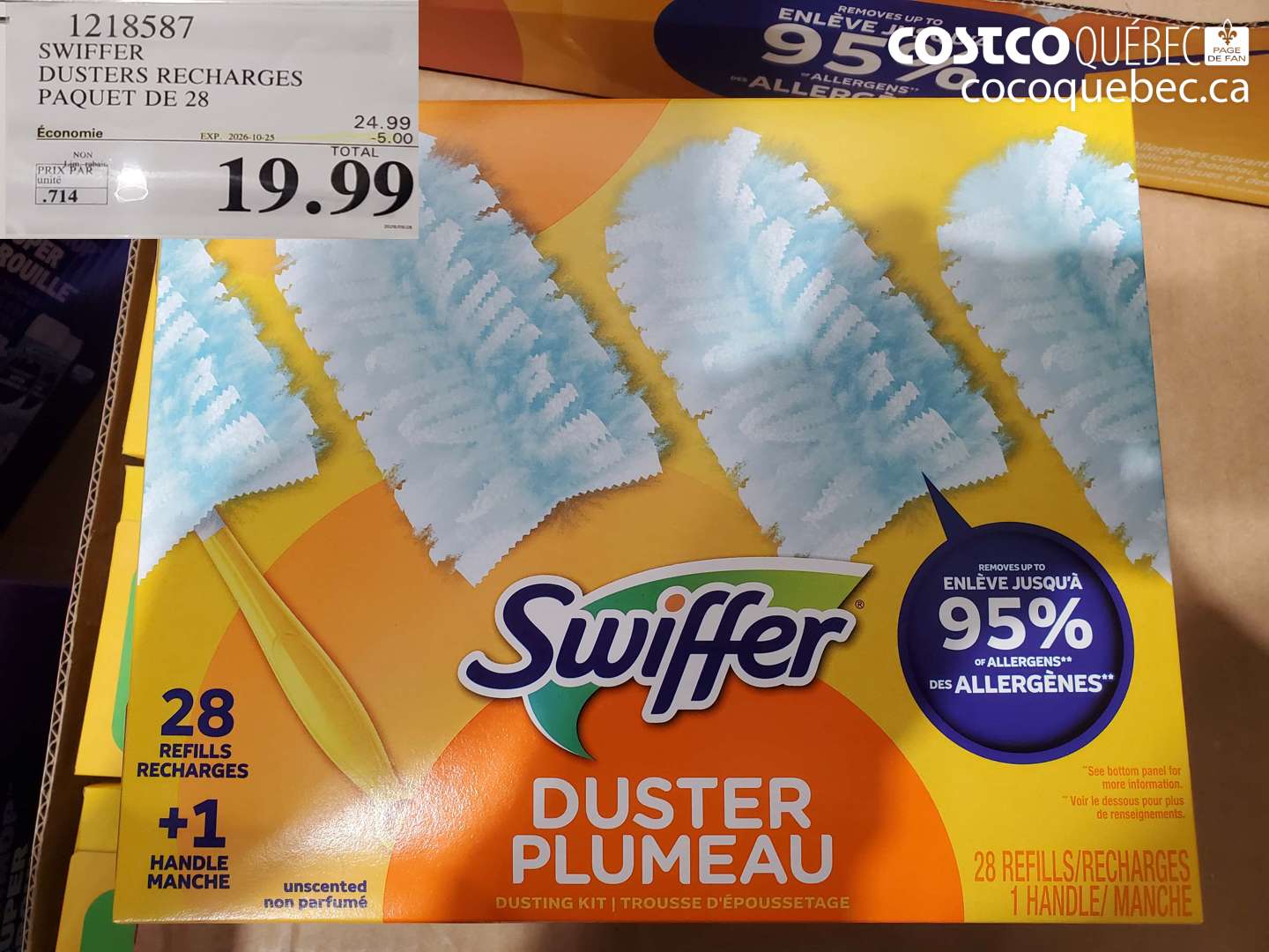 1218587 SWIFFER DUSTERS RECHARGES PAQUET DE 28 ($5.00 INSTANT SAVINGS EXPIRES ON 2026-10-25) $19.99