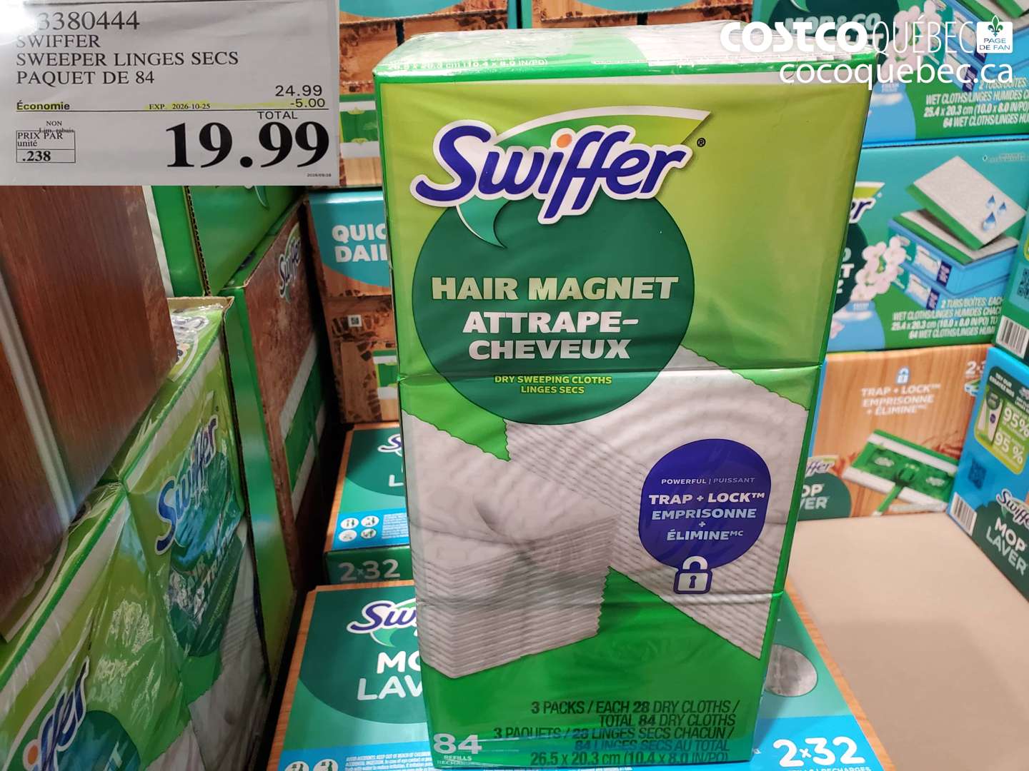 3380444 SWIFFER SWEEPER LINGES SECS PAQUET DE 84 ($5.00 INSTANT SAVINGS EXPIRES ON 2026-10-25) $19.99