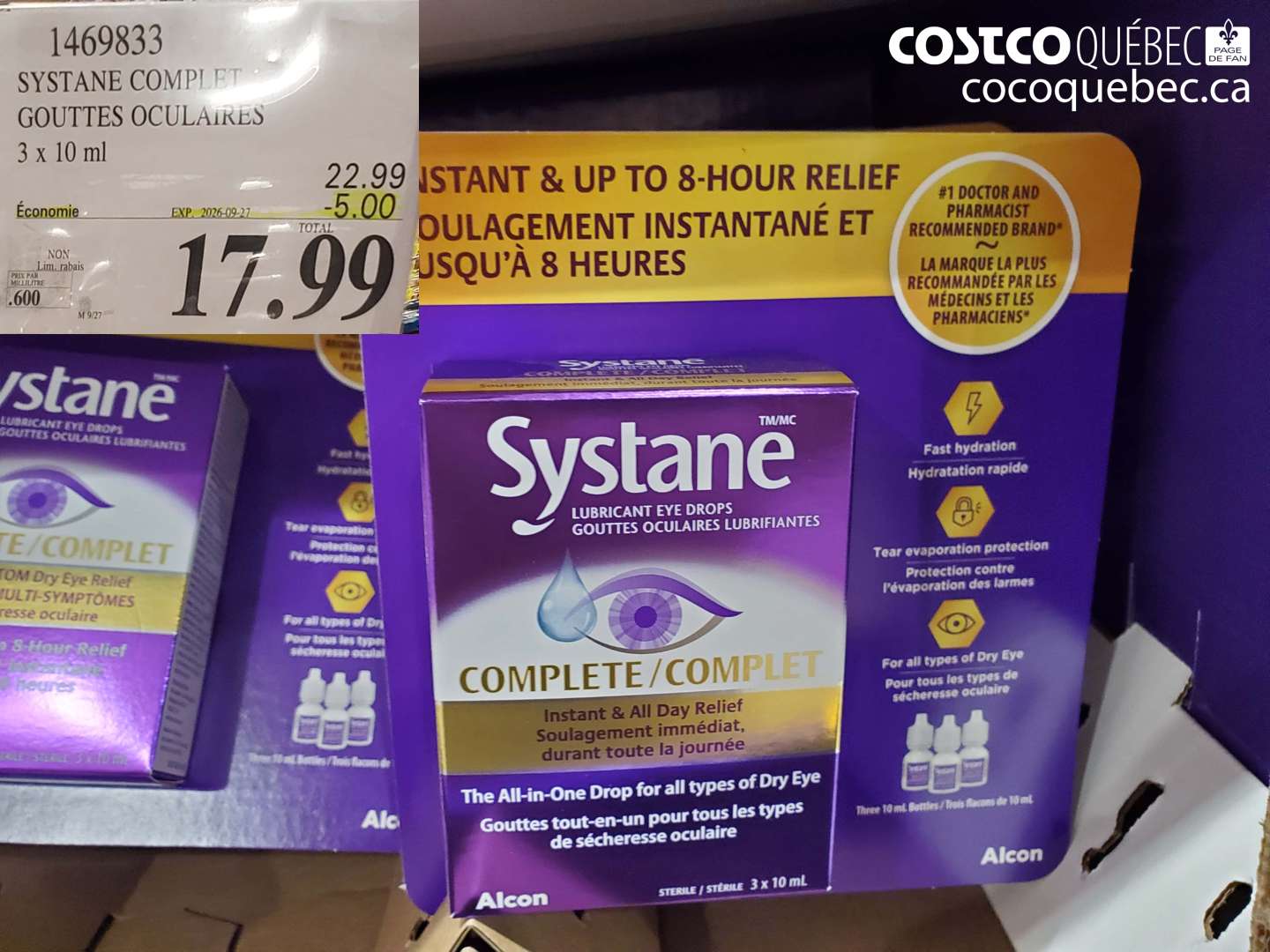 1469833 SYSTANE COMPLET GOUTTES OCULAIRES ($5.00 INSTANT SAVINGS EXPIRES ON 2026-09-27) $17.99