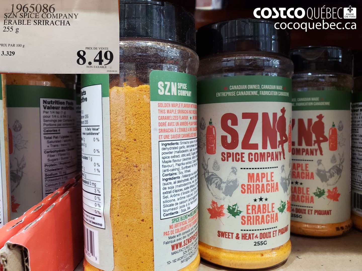 1965086 SZN SPICE COMPANY ÉRABLE SRIRACHA $8.49