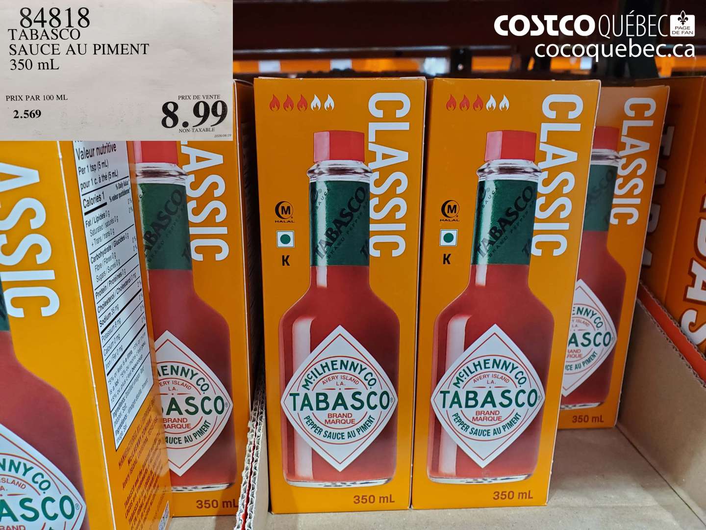 84818 TABASCO SAUCE AU PIMENT $8.99