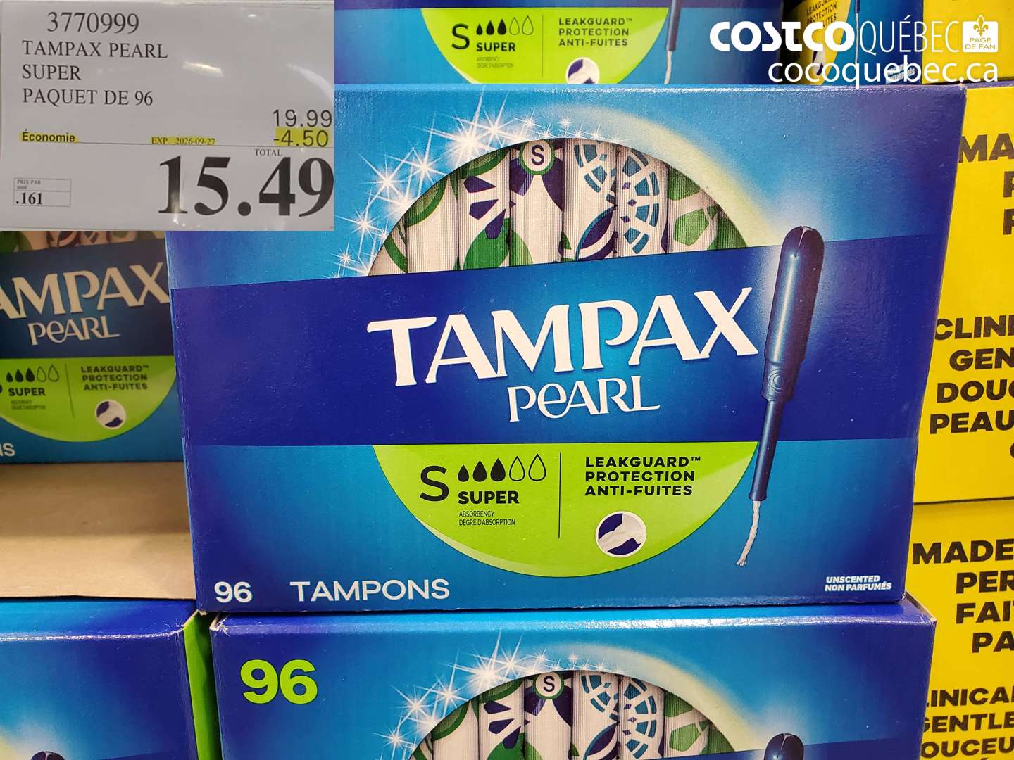 3770999 TAMPAX PEARL SUPER ($4.50 INSTANT SAVINGS EXPIRES ON 2026-09-27) $15.49