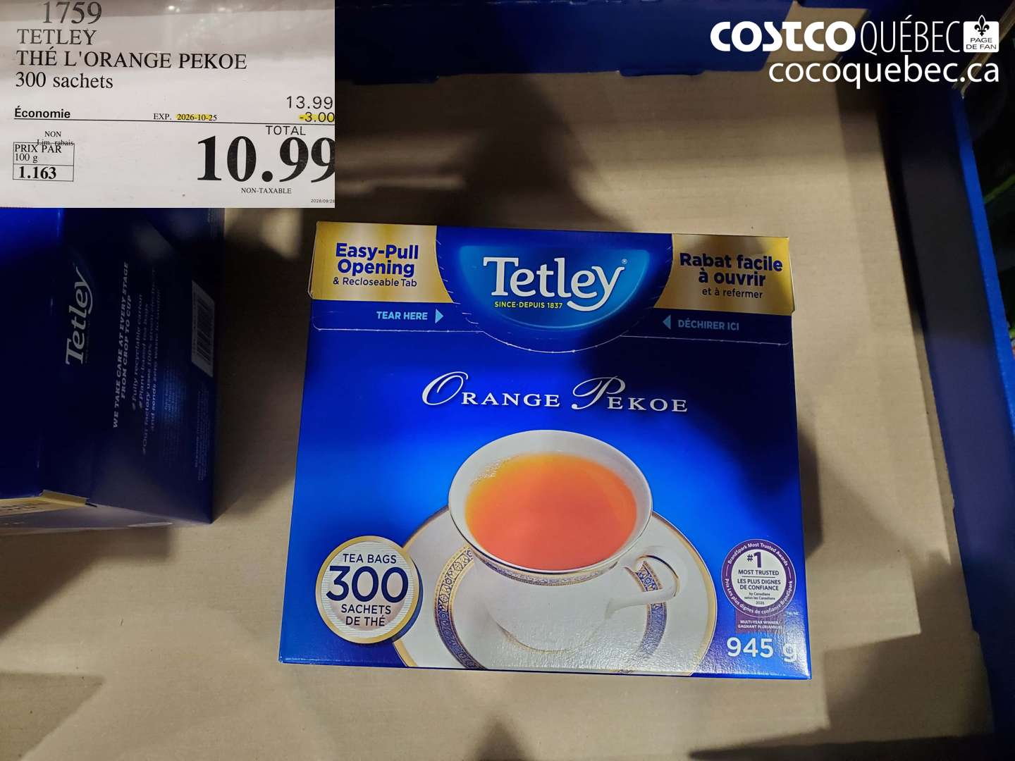 1759 TETLEY THÉ L'ORANGE PEKOE ($3.00 INSTANT SAVINGS EXPIRES ON 2026-10-25) $10.99
