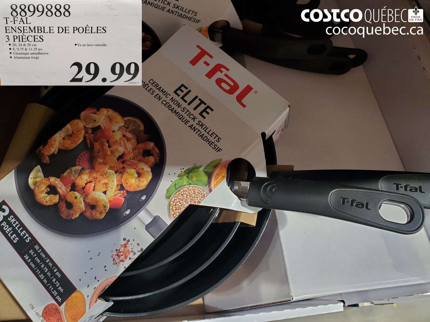 8899888 T-FAL ENSEMBLE DE POÊLES 3 PIÈCES $29.99