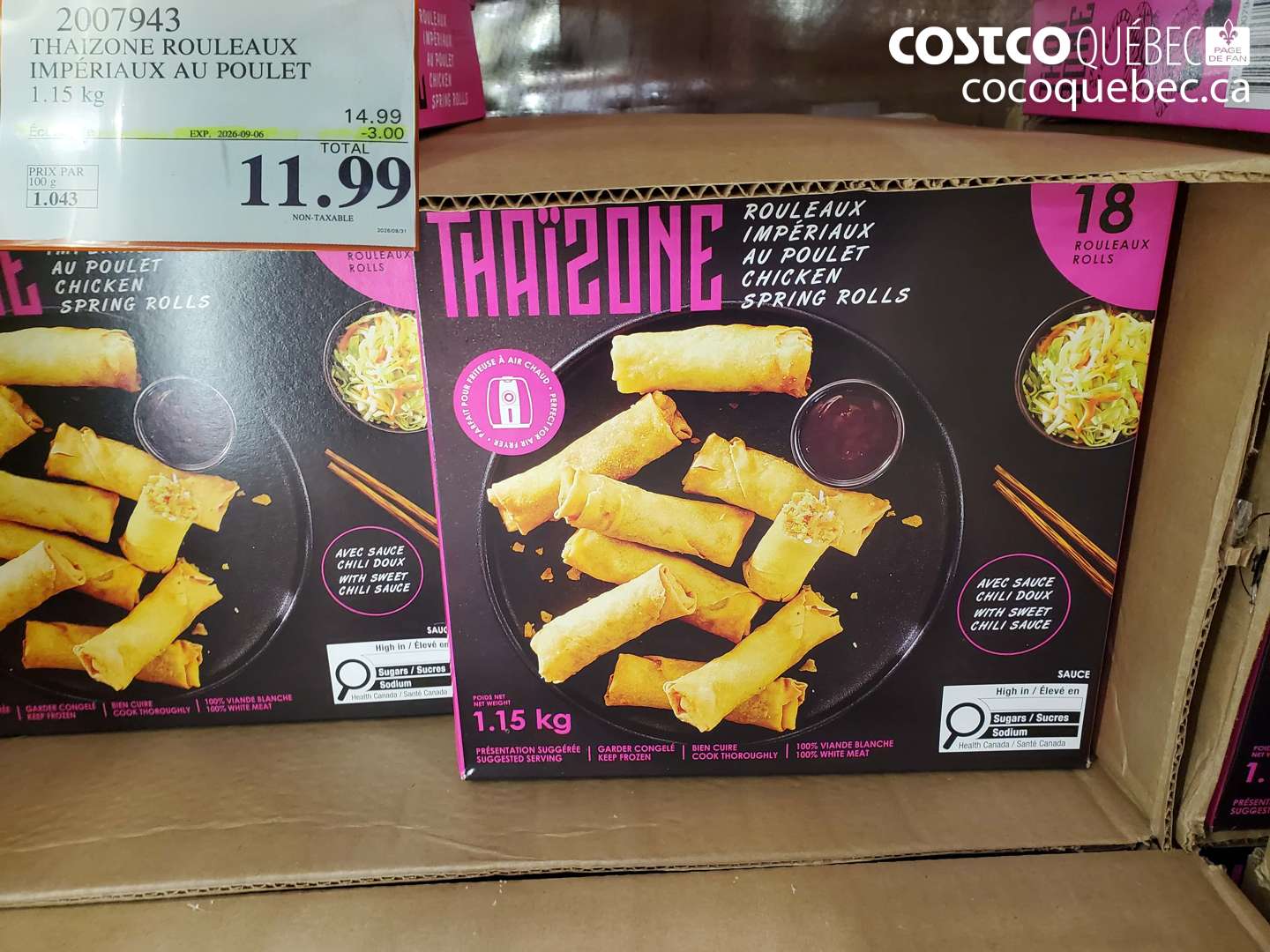 2007943 THAIZONE ROULEAUX IMPÉRIAUX AU POULET ($3.00 INSTANT SAVINGS EXPIRES ON 2026-09-06) $11.99