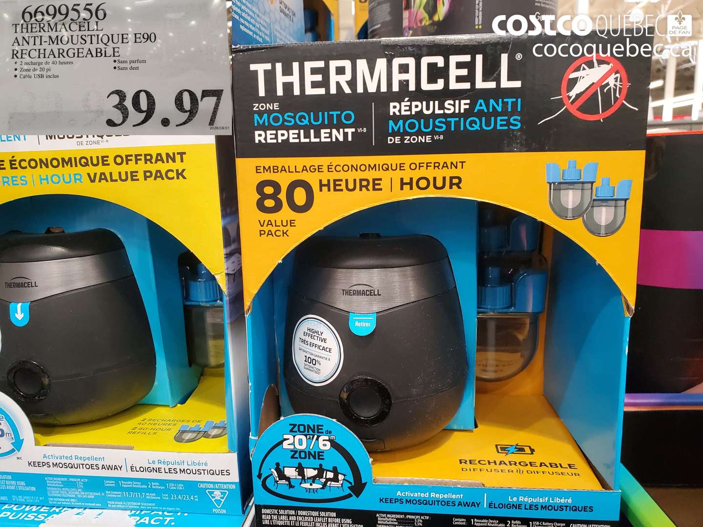 6699556 THERMACELL ANTI-MOUSTIQUE E90 RECHARGEABLE $39.97