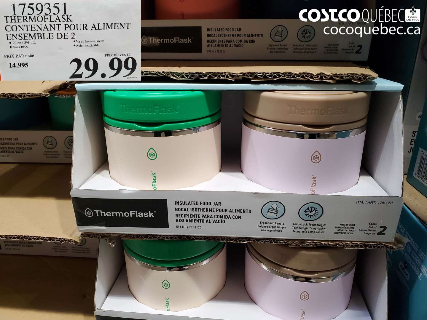 1759351 THERMOFLASK CONTENANT POUR ALIMENT ENSEMBLE DE 2 $29.99