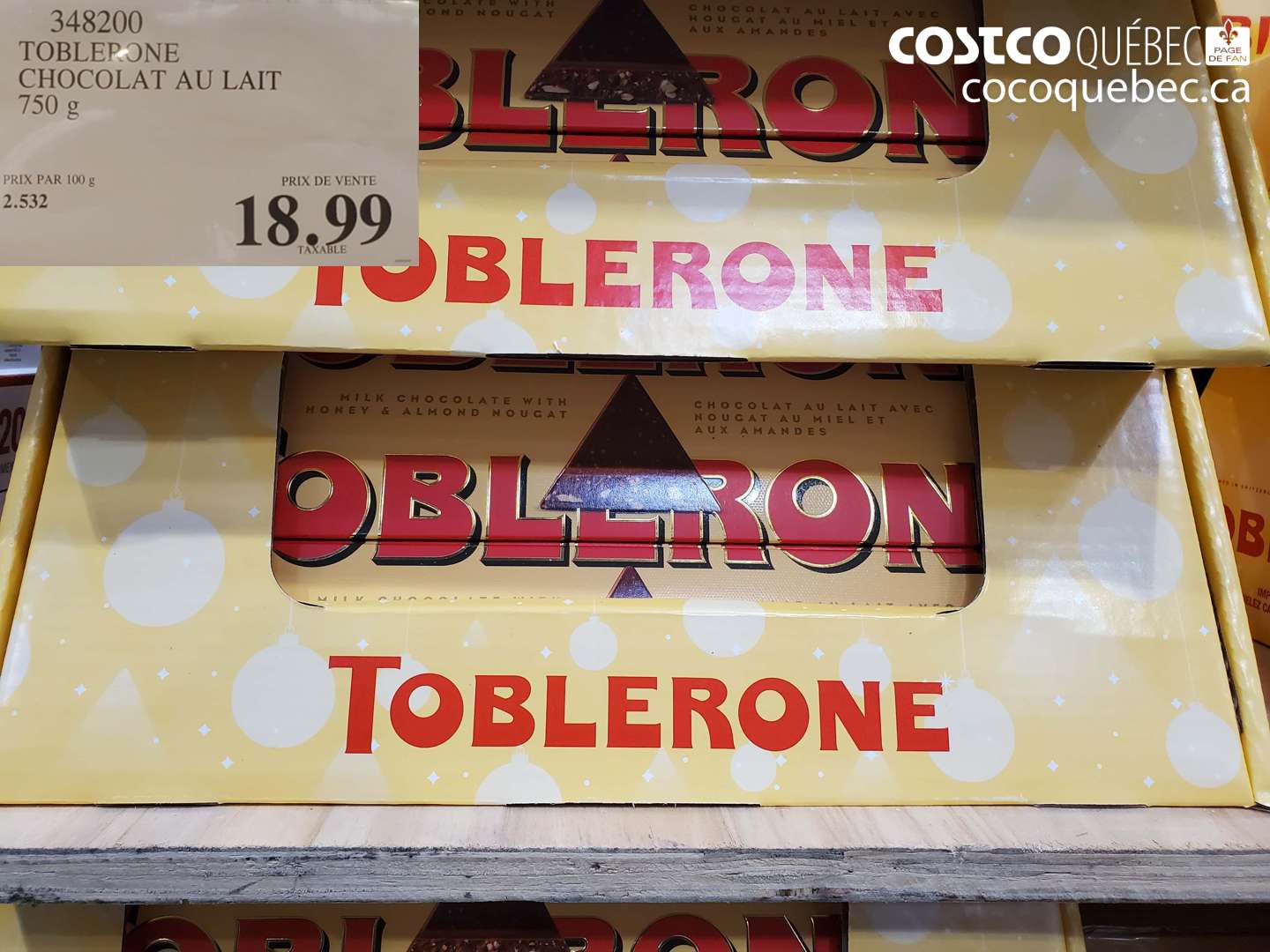 348200 TOBLERONE CHOCOLAT AU LAIT $18.99