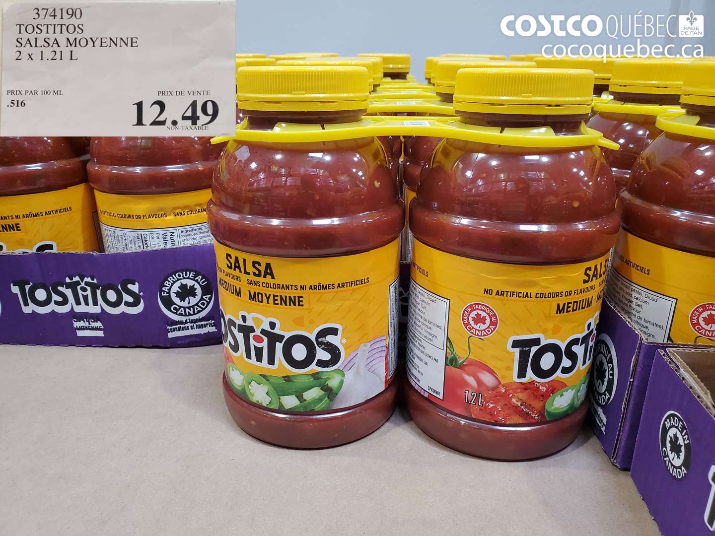 374190 TOSTITOS SALSA MOYENNE 2 X 1.21 L $12.49