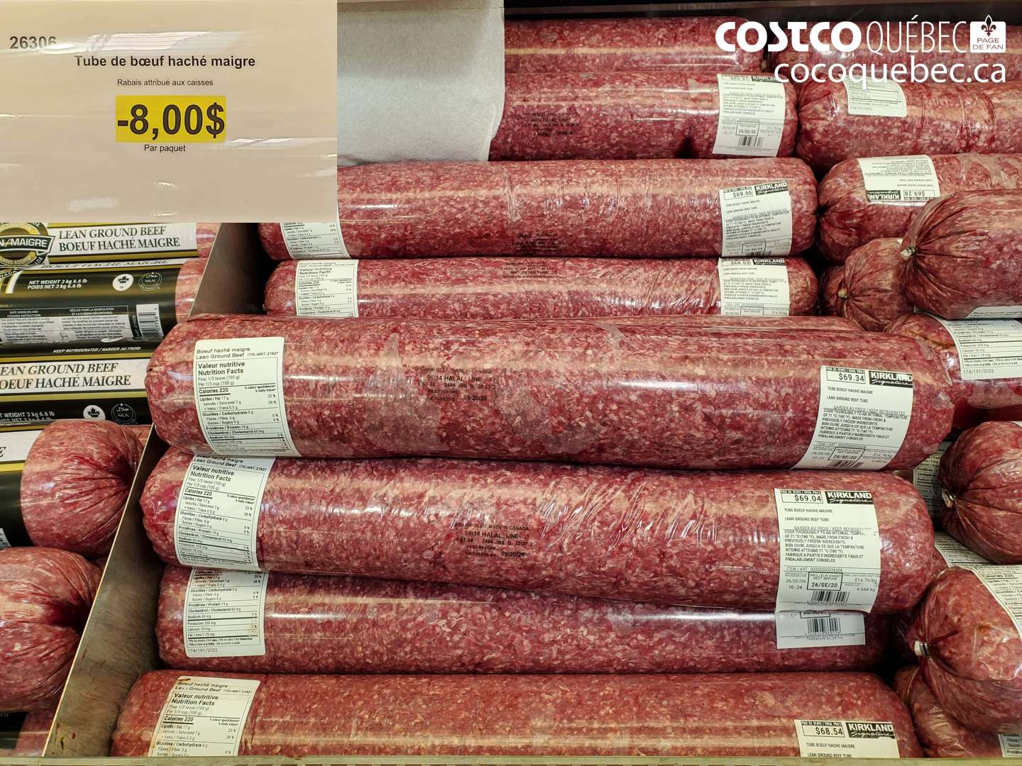 26306 TUBE DE BOEUF HACHÉ MAIGRE ($8.00 INSTANT SAVINGS)