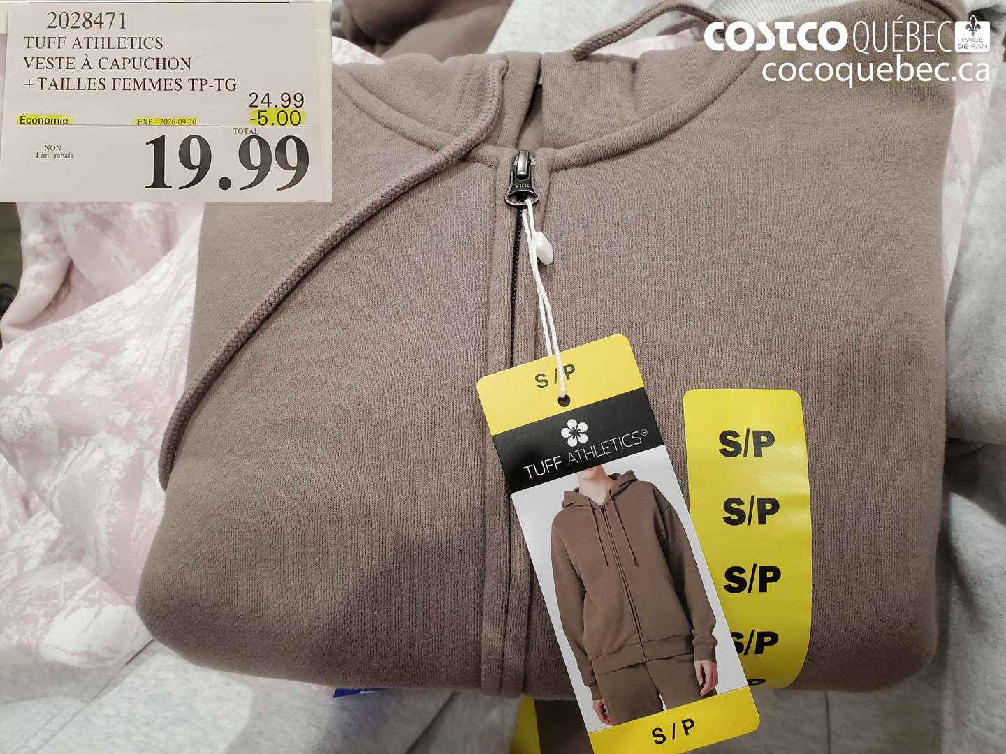 2028471 TUFF ATHLETICS VESTE À CAPUCHON ($5.00 INSTANT SAVINGS EXPIRES ON 2026-09-20) $19.99