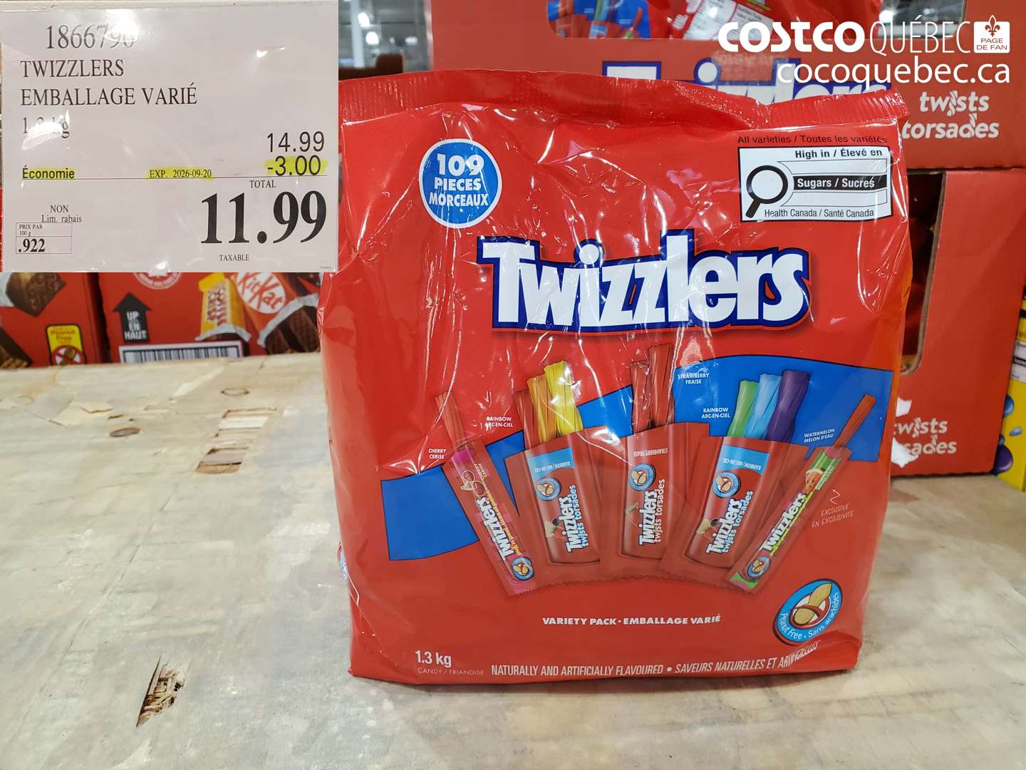 1866790 TWIZZLERS EMBALLAGE VARIÉ ($3.00 INSTANT SAVINGS EXPIRES ON 2026-09-20) $11.99