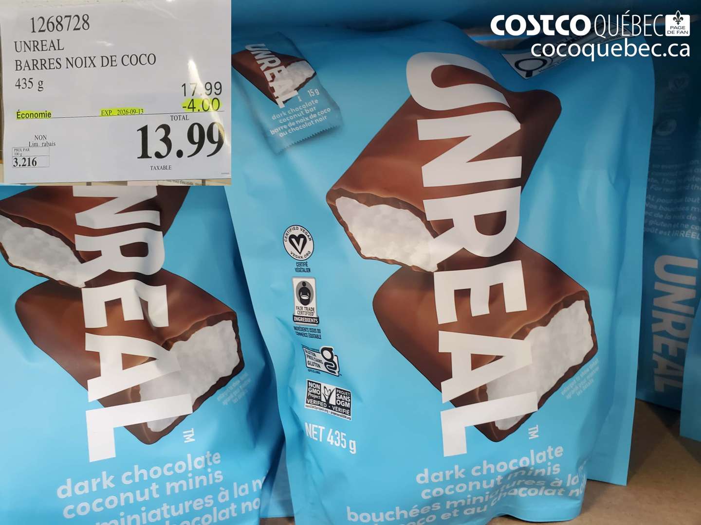 1268728 UNREAL BARRES NOIX DE COCO ($4.00 INSTANT SAVINGS EXPIRES ON 2026-09-13) $13.99